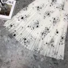 luxury skirt high end good quality pleated white star long women Italy Paris print waist vintage faldas 210421