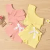 Ubrania odzieżowe Dziewczyna Rękawem Stripe Pit Flower Swimwear + Spodenki Garnitury Jedno Ramię Wzburzone Kwiatowy Kostium Kąpielowy Beachwear 2szt / Ustaw Zyy1023