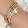 Gemnel 925 sterling sier jewelry 14k gold heart mother of pearl diamond bracelet for women