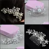 Hårklipp Barrettes smycken Charm Flower Slide Clip Floral Headpiece Rhinestone Pearl Wedding Comb Crystal Bridal Hairpin Drop Delivery 2