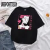 UrsportTech Summe Men Tシャツプリントアニメカジュアル半袖Tシャツ男性の特大Tシャツの女性服トップTEE 210528