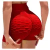 Fitness Yoga Short Pants for Women High Waist Buttock Push Up Hip Jacquard Bubble Fold Gym Sport Shorts Female