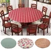 Table Cloth Dust-Proof Stain-Resistant Plastic Fitted Cover Waterproof Round Tablecloth F/ Home Dining Room Elastic