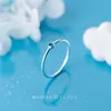 Echter 925er Sterlingsilber-einfacher marineblauer Kristallring für Damenmode, minimalistischer feiner Schmuck Bijoux 210707