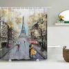 Shower Curtains Waterproof Curtain For Bathroom Paris Tower Landscape Print Bathtub Polyester With 12 Pcs Hooks334H