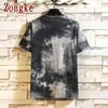 Zongke Imprimir Manga Curta T Shirt Homens Camiseta Masculino Verão T-shirt Algodão Casuais Moda M-5XL Roupas Engraçadas 210629