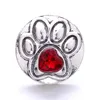 Renkli Kristal Köpek Paw Gümüş Renk Snap Düğmesi Charms Kadınlar Takı Bulguları Pet Sevilen Rhinestone 18mm Metal Snaps Düğmeler DIY Bilezik Mücevherat