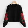 Sweatshirt Frauen Oansatz Langarm Botanischer Blumendruck Pullovers Top Sudaderas Para Mujer1