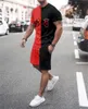 Moda masculina Moda masculina Conjunto de impressão 3D Round Neck T-Shirt Tracksuit de grandes dimensões Men Suits Suits Shorts Sportswear 2 Piece