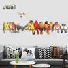 Couleur Oiseaux Creative Sticker Mural Chambre Salon Autocollants Décoration Murale Auto-Adhésif Entrée Décoration Décor À La Maison Autocollants 210914