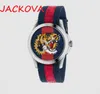 alta calidad VK Factory Movimiento de cuarzo Marca famosa reloj mujer hombre abeja serpiente tigre patrón tela de nylon cinturón de cuero Parejas Relojes de pulsera clásicos reloj de lujo