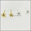 Other Body Jewelry 20Pcs/Pack 925 Sterling Sier Starfish Crystal Nose Pin Stud Piercing Drop Delivery 2021 Gxl4R