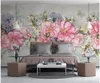 壁紙3D壁紙カスタムPOヨーロッパシンプルな新鮮な手描きの牡丹花の水彩室の家の装飾壁の装飾紙
