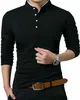 Men's T-Shirts Grandad Shirts Polo Shirt Long Sleeve Mandarin Collar Slim Fit Pique PL14