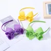 20Colors Solid Ribbon Bowknot Headbands Hairbands For Girl Handmade Hair Hoop Headwear Kids Hair Accessories