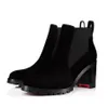 Elegante Wintermarke Capahutta Spikes Stiefeletten Schwarzes Kalbsleder Damen Martin Booty Gummi Lug Sohle Motorradstiefel Bequemes Schuhwerk Gehen