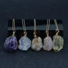 Irregular Natural stone necklace Stainless steel chain Crystal Wire amethyst Quartz Agate Gemstone pendant women necklaces fashion jewelry will and sandy gift