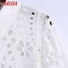 Women Retro Hollow Out Embroidery Romantic Blouse Long Sleeve Chic Female Shirt Tops 6Z30 210416