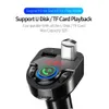 Bluetooth 5.0 Transmisor FM Cargadores Reproductor de MP3 para automóvil Receptor de audio manos libres inalámbrico USB Carga rápida TF U Disk Play
