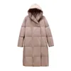 Janveny Long Down Jacket Femmes Hiver Fishion Puffer Fluffy 90% Blanc Canard Manteau À Capuche Femme Plume Parkas Neige Survêtement 211221