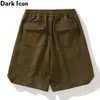 Simple Style Suede Men's Shorts Elastic Waist Street Fashion Shorts for Men Black Green 210603