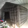 4.8x4.8x3.6m Zwarte kubus tent opblaasbare cabina party disco vierkante tenten Schuine lucht huis ballon met sticker deur cover