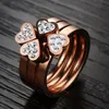 Обручальные кольца, модные украшения, уникальное сердце 3in1 для женщин, сталь, без никеля, CZ, кубический цирконий, клевер, продажа