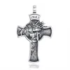 Pendant Necklaces Fashion Jesus Christ Crucifix Cross Necklace Jewelry Stainless Steel Tone Religious Gift For Mens Boys Adults