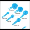 Cozinha, barra de jantar Home Garden7 PCs/Conjunto de ferramentas de medi￧￣o de copo de pl￡stico azul para colheres de cozinha de cozinha graduada em entrega 202