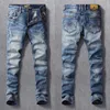 Italienische Mode Männer Jeans Hohe Qualität Retro Blau Elastische Slim Fit Zerrissene Vintage Designer Casual Denim Hosen TDAR