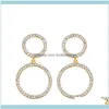 Stud JewelryDesigners Korean Temperament Street Racket Double Ring örhängen med diamant, fashionabla, enkla och mångsidiga, ERP04 Drop Deli