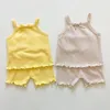 Bebek Kız Eğlence Giyim Giysileri Yaz Giyim S Parlakları Yelek Şort Takım Elbise Bebek Kıyafet Seti 210429