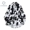 Femmes vache imprimer Streetwear Cardigan Blouses surdimensionné rétro à manches longues Harajuku chemises femme été mode marée hauts 210417