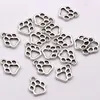 500st -legering Hollow Dog Paw Charm Pendant för smycken som tillverkar armband halsband DIY -tillbehör 11x13mm antik silver