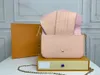 Abito da 3 pezzi di alta qualità Borsa da donna in pelle Messenger Borsa da sera Scatola originale fiore Luxurys Designers POCHETTE FeLICIE Borse a tracolla dama data codice seriale