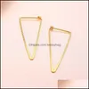 Hoop Jewelryhoop Hie Złote Big Triangle Kolczyki dla kobiet mody geometryczne proste oświadczenie dziewczęta dama drop dostawa 2021 xwmqr