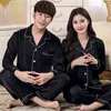 Couple Sleepwear Silk Satin Pajamas Set Long and Short Button-Down Pyjamas Suit Pijama Women Men Loungewear Plus Size Pj Set 210713