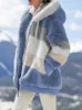 Winter Hooded Jacket Women 5x Plus Storlek Bomulljacka Mode Plush Patchwork Zipper Pocket Loose Långärmad Top Coat 211223