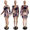 Casual Jurken V-hals Stropdas Grote maten Fashion Design Print Korte rok 2021 Zomer Lente Europese en Amerikaanse stijl Damesjurk S-4XL