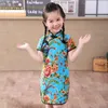 Vestidos de menina 2023 meninas de garotas Cheongsam Cotton A-line estilo chinês Kids elegantes retos roupas tradicionais 80-155