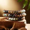 Bohemian Natuursteen Armband Zeven Chakra's Handgemaakte Rekbare Elastische Bangle Voor Vrouwen Geschenken Sieraden Accessoires308n