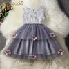 곰 리더 여자 공주 드레스 축제 패션 스타일 소녀 키즈 파티 계층 드레스 플로랄 어린이 의류 멋진 vestido 210708