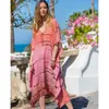 Szybka sukienka plażowa Kaftan Pareo Sarons Sexy Cover-Up Boho Stroje kąpielowe Tunika Kwiat kostium kąpielowy Pokrywa UPS Q1144 210420