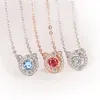 Collier pendentif avec diamants, collier cœur sautant, cristal intelligent, or Rose, chaîne en os