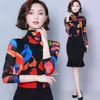 Autumn Fashion Long Sleeve Women Tops and Blouses Casual Turtleneck Printed Ladies Top Plus Size 6116 50 210506