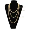 Hip Hop 1 rangée chaîne collier glacé or 24K plaqué chaînes 5mm 18 ~ 30 pouces strass cristal collier pour hommes femmes déclaration bijoux