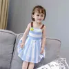 Kızlar Elbise Çizgili Taze Örme Muz Dekorasyon Askı Bebek Çocuk Yaz Çocuk Giyim 210625