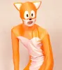 Orange White Lycra Spandex Fox Catsuit Costume Unisex Full Outfit Sexy Women Men Tights Bodysuit Costumes Back Zipper Halloween Pa246d