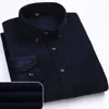 Artı Boyutu 6XL Sonbahar / Kış Sıcak Kalite 100% Pamuk Kadife Uzun Kollu Düğme Yaka Akıllı Casual Gömlek Erkekler için Rahat 210730