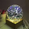 Lampe de projecteur Galaxy 3D boule de verre transparente veilleuse magique feu d'artifice coloré base en bois massif atmosphère de vacances cadeau 5V W220222